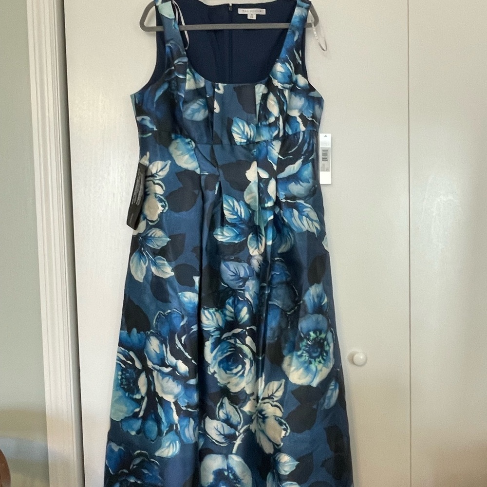 Kay Unger Blue Floral Maxi Dress